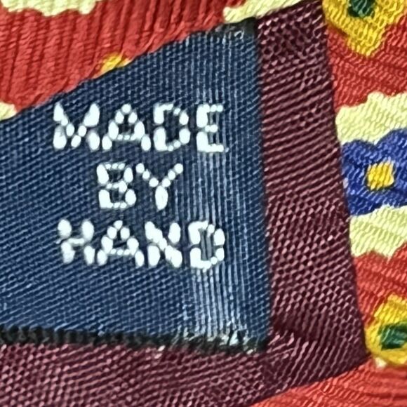 Polo Ralph Lauren Silk Tie Red Geometric Medallion Handmade Made USA Mens - Picture 5 of 6